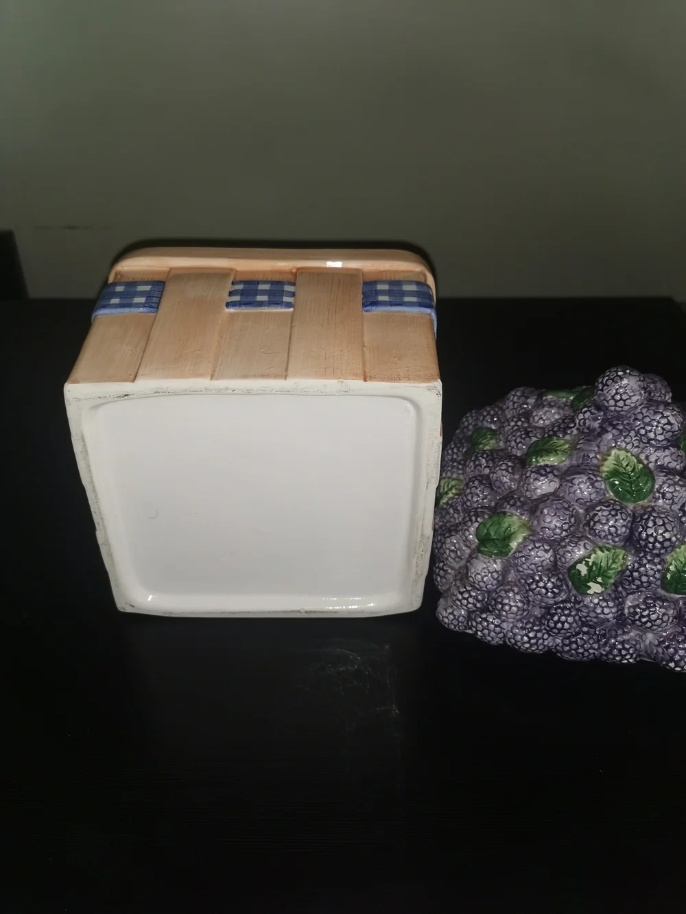 Vintage 70s Ceramic Blueberry Basket Cookie Jar